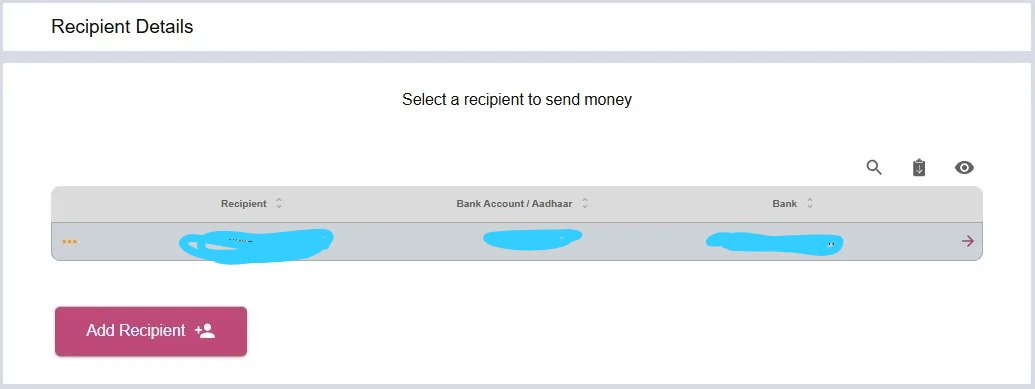 Adding Recipient Screen